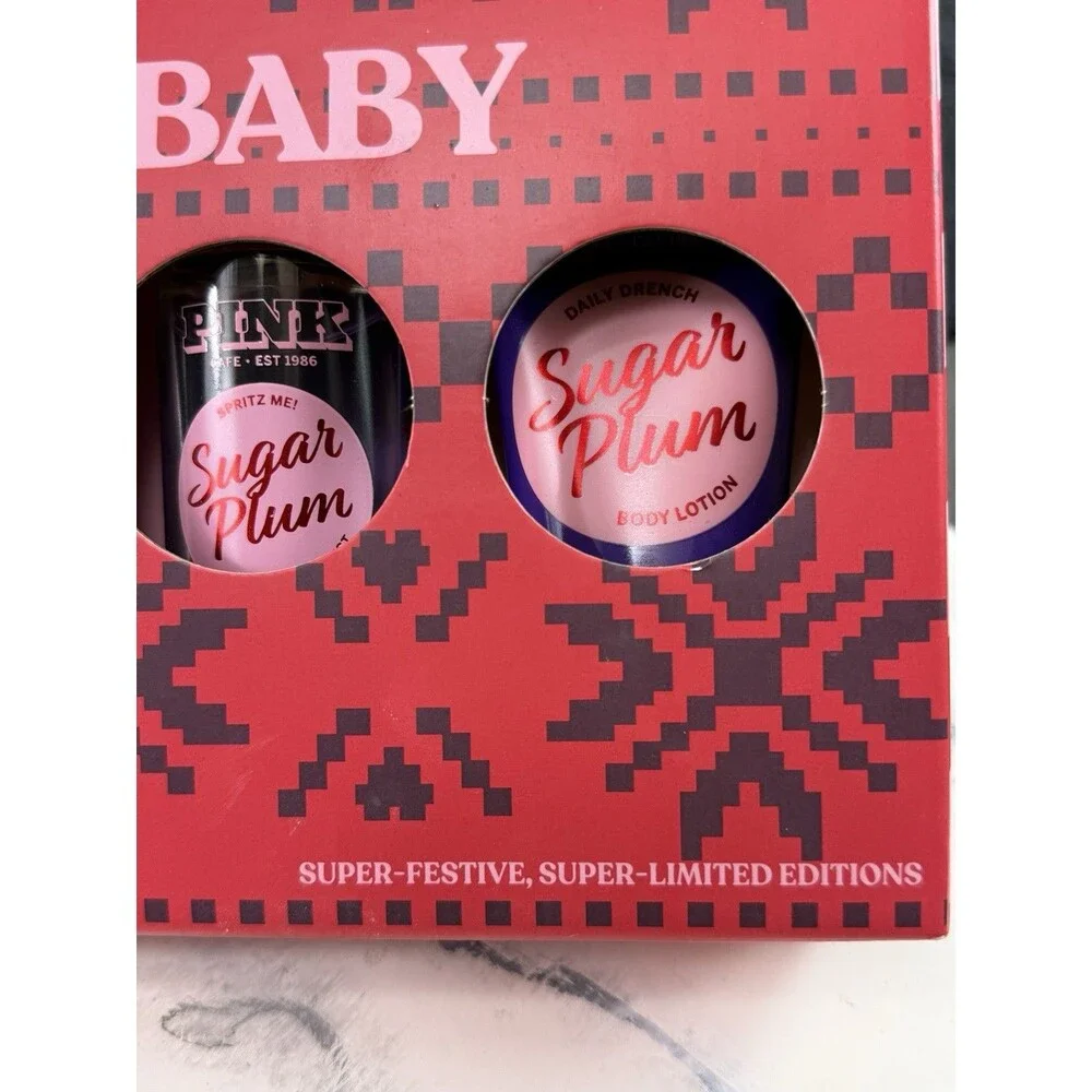 Victorias Secret PINK Sugar Baby Gift Set Body Lotion & Fragrance Mist 4 Pc New